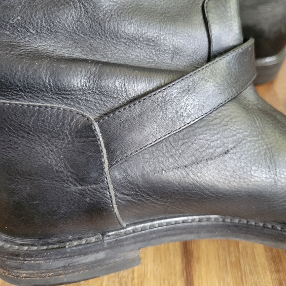 FRATELLI ROSSETTI Black Leather Tall Riding Moto Combat Boots Made in Italy - Picture 7 of 12